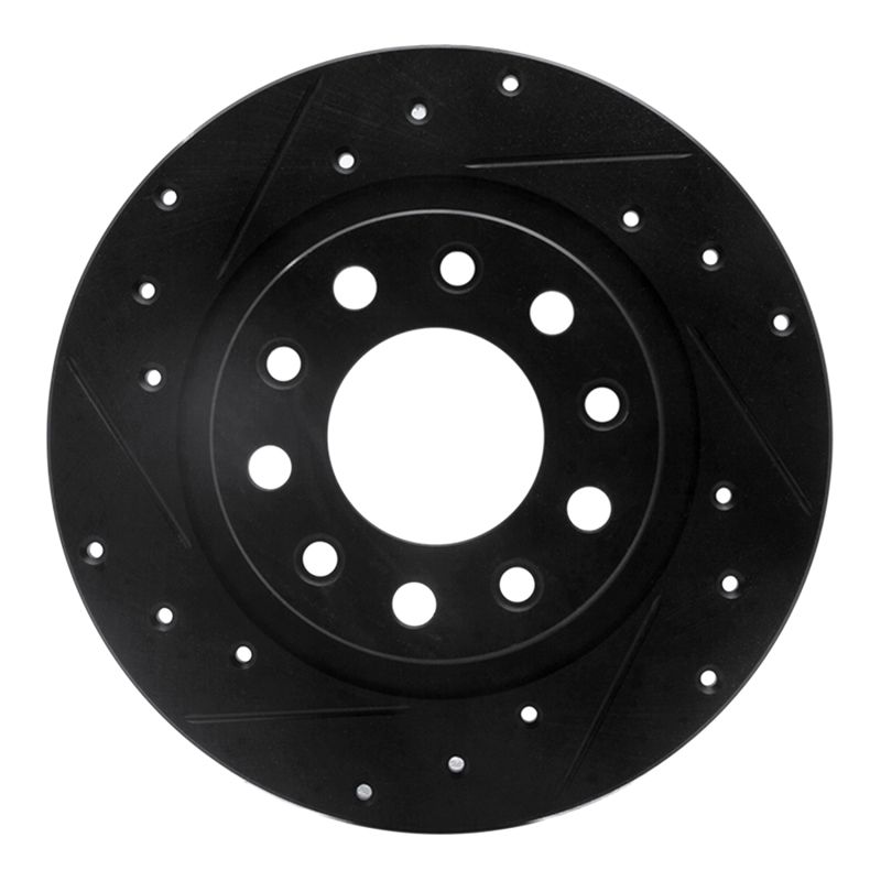 Dodge Viper Brake Rotor (1) - Rear Left - R1 Concepts - Drilled & Slotted - Black - `03-`17